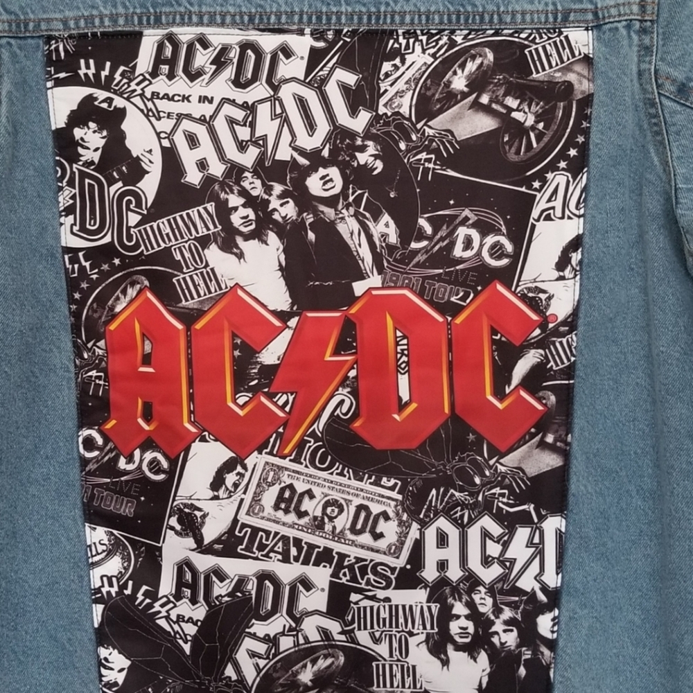 AC/DC Acid Wash Band Denim Jacket - Picture 7 of 8
